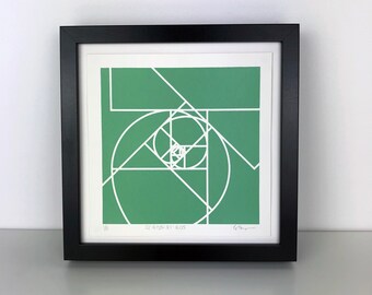 Geometric Spiral Art | Fibonacci Screen Print | Golden Spiral Art | Modern Wall Art | Limited Edition Original Screenprint by Emily Thompson