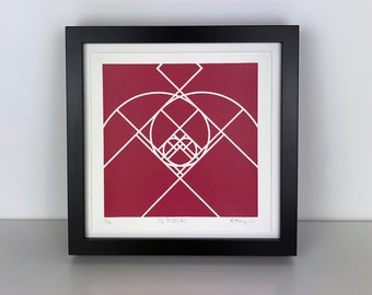 Fibonacci Spiral Screen Print | Geometric Art | Golden Ratio | Symmetrical Wall Art | Limited Edition Original Screenprint by Emily Thompson