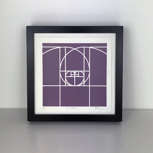 Geometric Spiral Screen Print | Fibonacci Spiral Art | Modern Abstract Wall Art | Limited Edition Original Screenprint by Emily Thompson