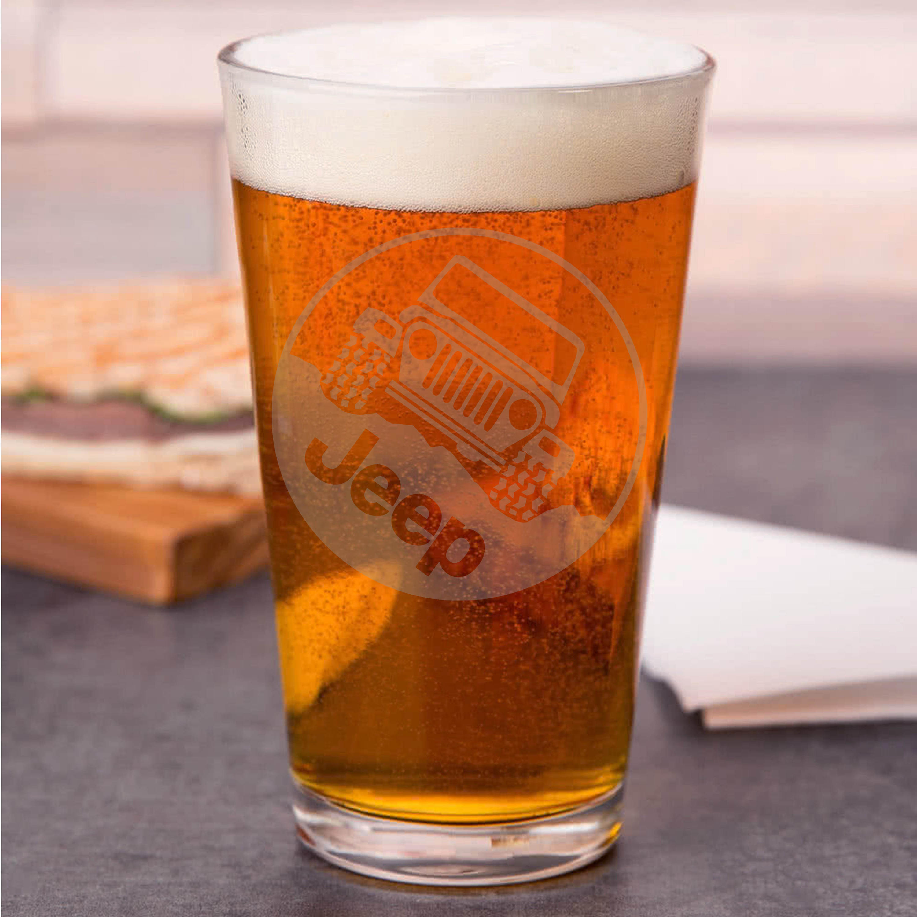 Jeep pint glass etched jeep beer pint glass offroad pub Etsy