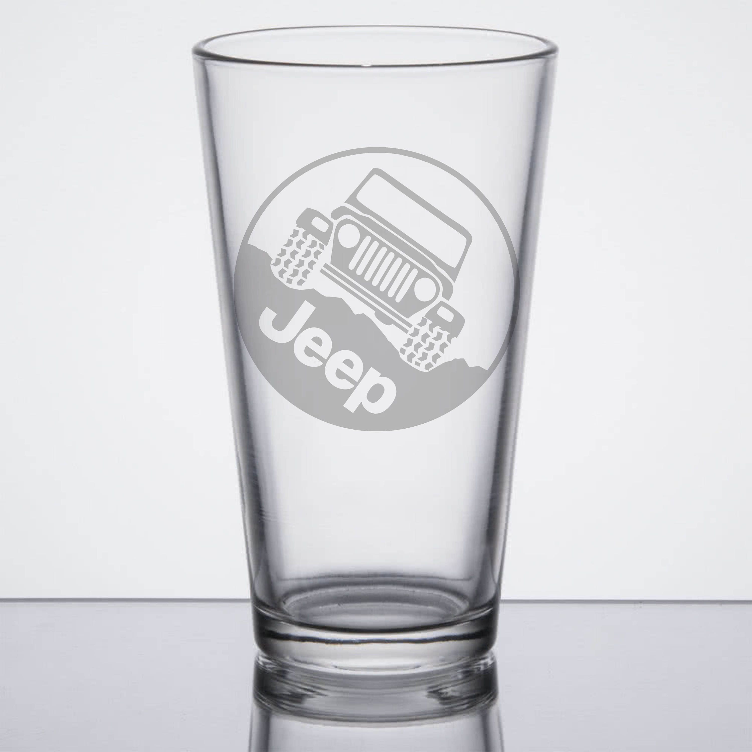 Jeep pint glass etched jeep beer pint glass offroad pub Etsy