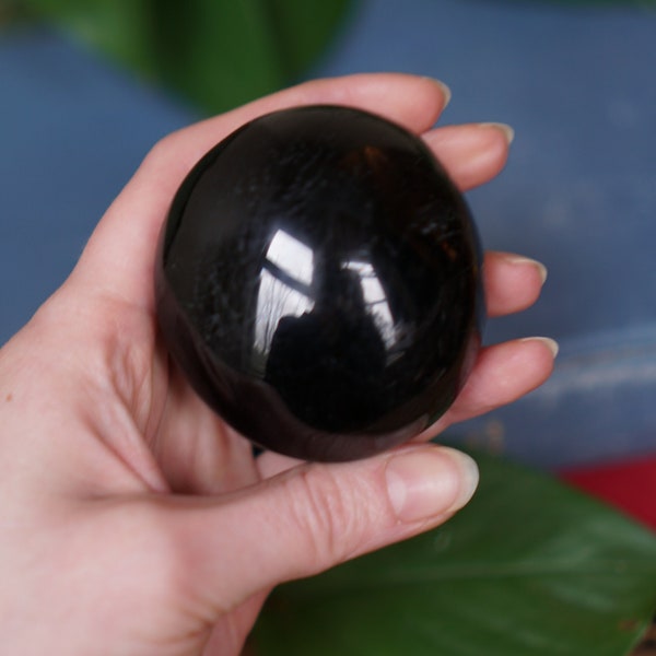 Black Tourmaline Palmstone, Black Tourmaline Polished Stone - Protection & Removing Negative Energy