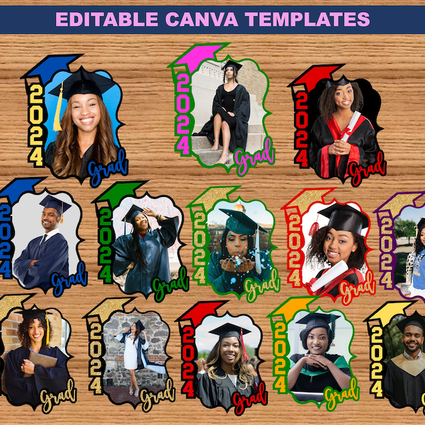 13 Editable Canva Pro Graduation Fan Templates Class Of 2024 Senior Graduate Fans For Family Graduation