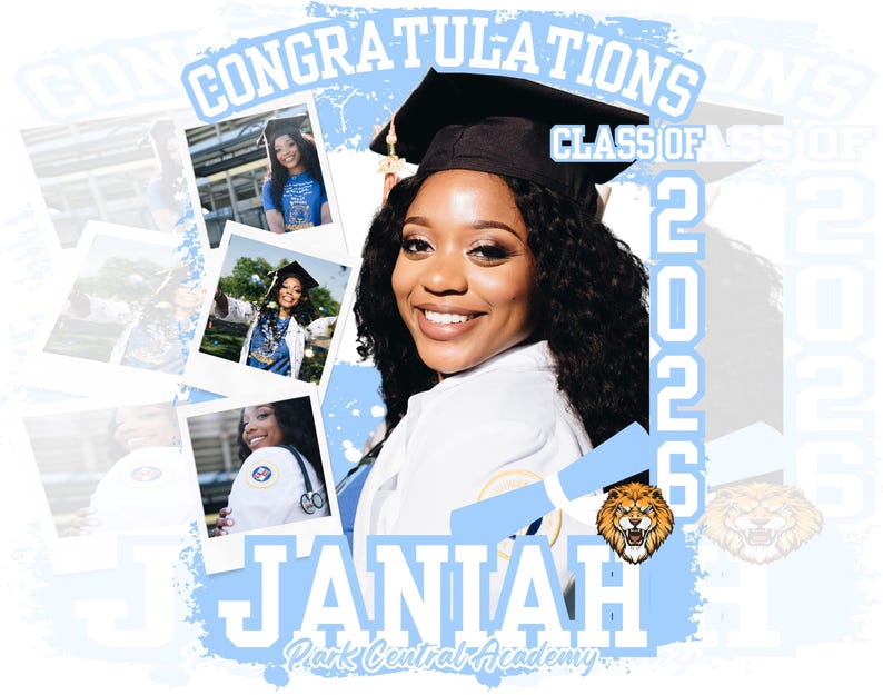 Baby Blue and White Editable Canva Senior Graduation Template CANVA PRO ...