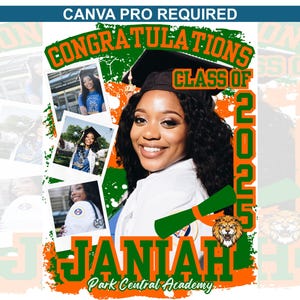 Orange And Green Editable Canva Senior Graduation Template CANVA PRO REQUIRED Class Of 2025 TShirts For Family Graduation Photo