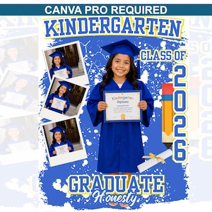 Royal Blue Kindergarten Graduate T-Shirt Template for Family Photo (Canva PRO Required, Digital Download)