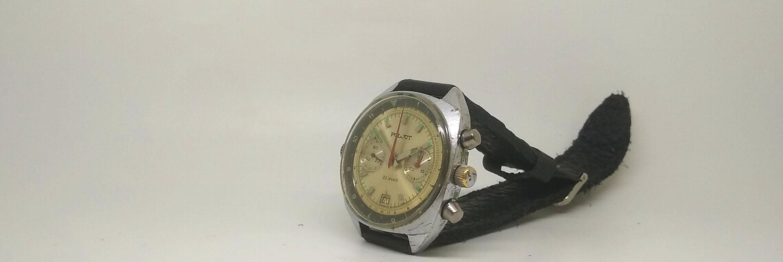 Soviet military chronograph vintage 80s Poljot shturmanskie air force 3133 mechanical 23 jewels wristwatch. Serviced and running great!, foto 3 de 5