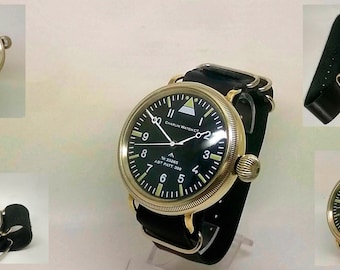 Switzerland military flieger wristwatch massive vintage 30s Charlin Watch Co mechanical. Serviced.