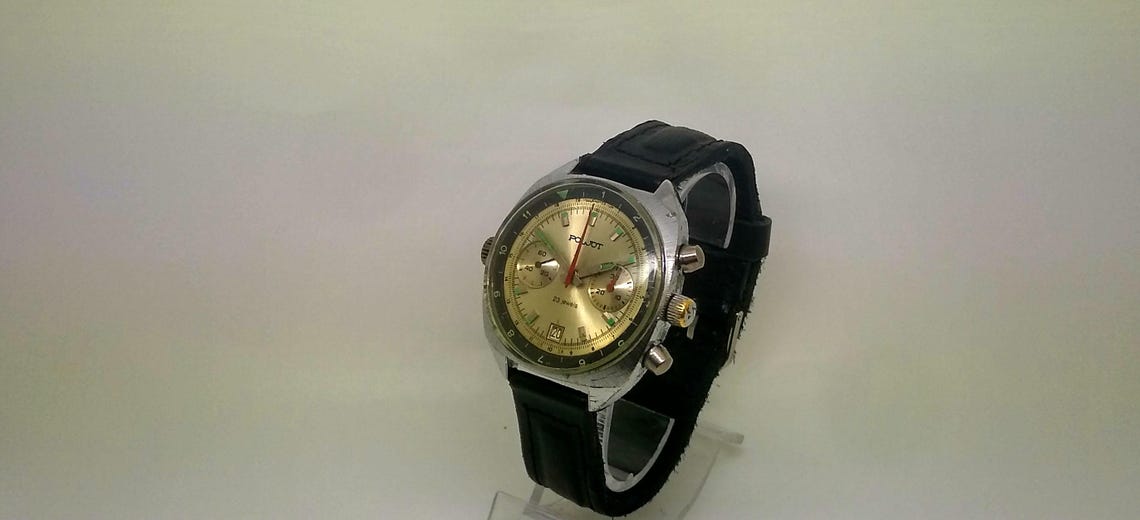 Soviet military chronograph vintage 80s Poljot shturmanskie air force 3133 mechanical 23 jewels wristwatch. Serviced and running great!, foto 1 de 5