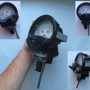 Germany vintage MotoMeter Moto Co D725 Leonberg industrial temperature bakellite massive gauge. Industrial decor.
