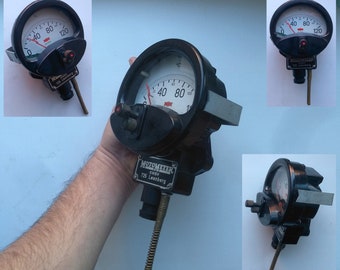 Germany vintage MotoMeter Moto Co D725 Leonberg industrial temperature bakellite massive gauge. Industrial decor.