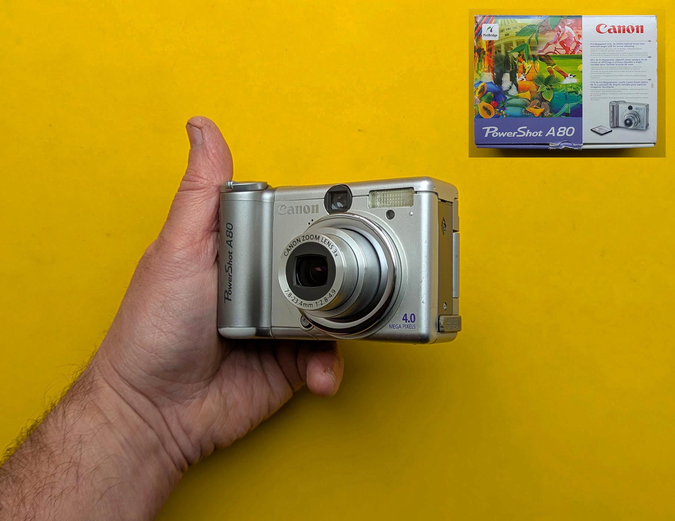 Vintage Canon Powershot A80 4.0 MP Compact Digital Silver Camera