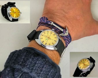 Montre-bracelet soviétique vintage années 80 Poljot 17 bijoux date mécanique. Entretenu et fonctionnant très bien!