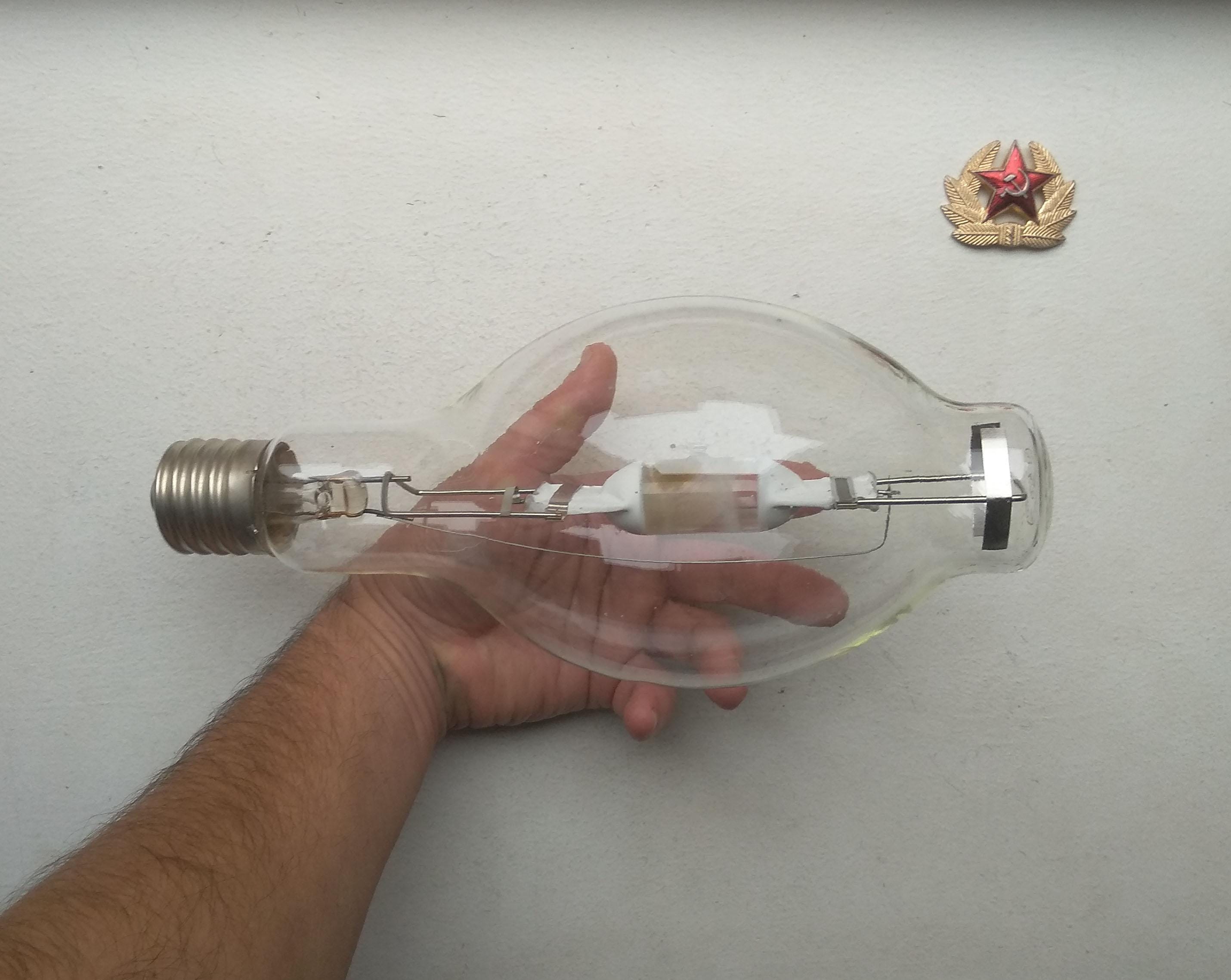 Soviet Vintage 90s Industrial Giant Light Bulb ДРИ 400-5, Arc
