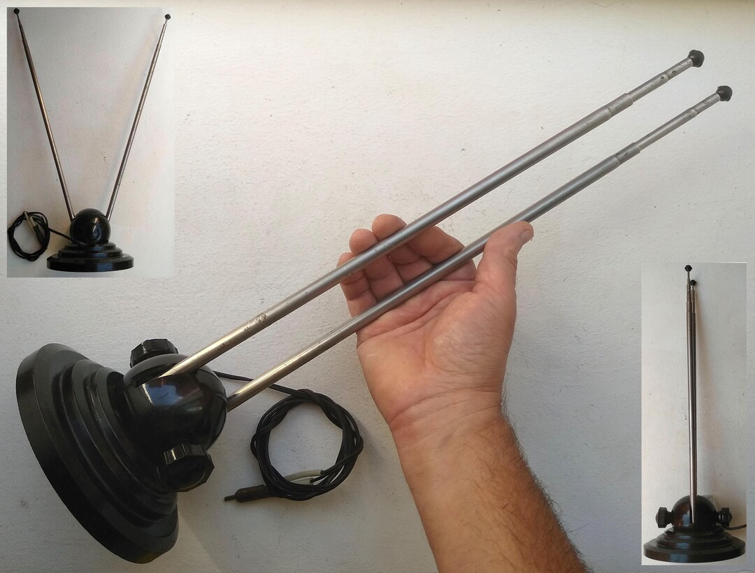 Soviet Vintage 50s TV Giant Television Telescopic Rabbit Ears Bakelite ...