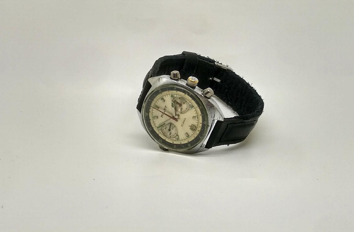 Soviet military chronograph vintage 80s Poljot shturmanskie air force 3133 mechanical 23 jewels wristwatch. Serviced and running great!, foto 4 de 5