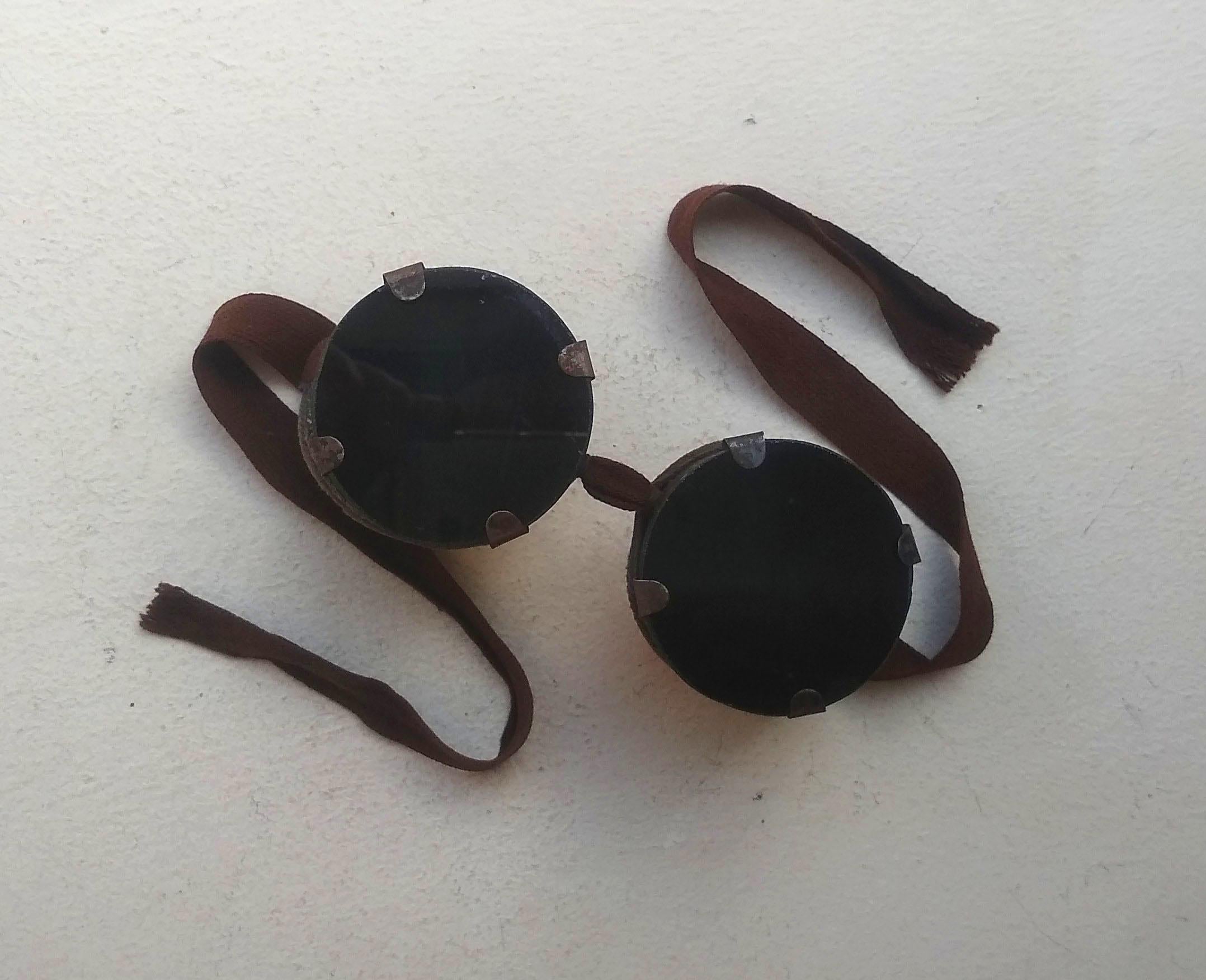 Soviet military vintage 50s dark goggles, protective glasses, motorcyclist goggles, aviator glasses, welding goggles, industrial steampunk.