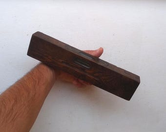 Antique Bubble Level 25cm wood & metal carpenter woodworking tool. Collectible woodworking tools. Vintage measuring device. Carpenter gift.