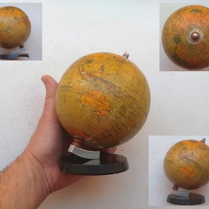 Vintage 50er Jahre Globus, Globus mit Ornamenten, maritimer Globus.