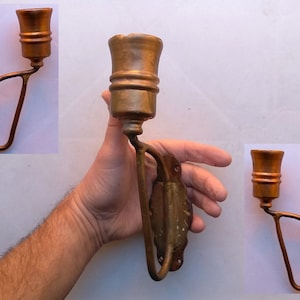 Vintage brass wall sconce, old brass decorative lamp arm lighting part light hardware, brass socket holder for lamp part repair.