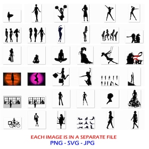 Female Silhouette,Digital Download,Female SVG, Woman Vector, Lady Outline,Girls SVG, Black silhouette clipart, Instant download svg png jpg