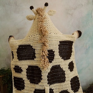 CROCHET PATTERN Hooded Giraffe Blanket / Pdf Digital Download / Jungle themed crochet blanket