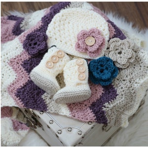 CROCHET PATTERN / Dusty Rose Baby Set