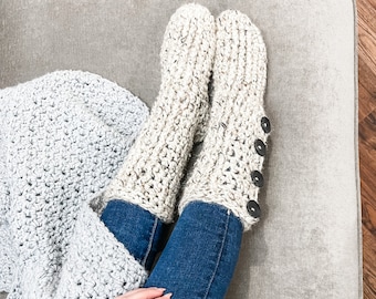 CROCHET PATTERN / Crochet Slipper Boot Pattern with Soles