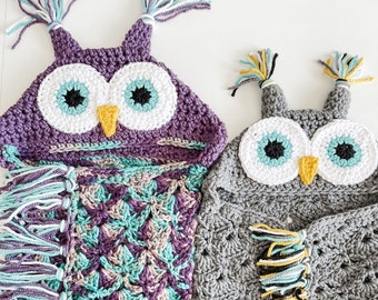 CROCHET PATTERN Owl Blanket - pdf Digital Download - Bulky & Quick Owl Crochet Pattern by MJ's Off The Hook Designs