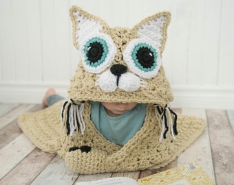 CROCHET PATTERN / Hooded Cat Blanket