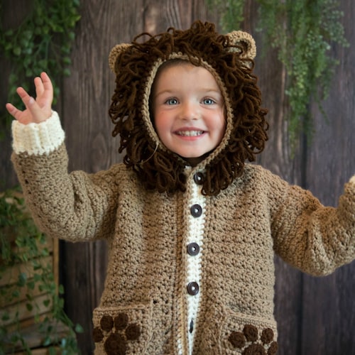 CROCHET PATTERN Lion Hoodie / Crochet Cardigan / Lion Costume Etsy