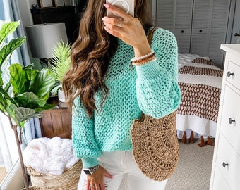 CROCHET PATTERN / Mint to V Pullover / Crochet V Stitch Pullover