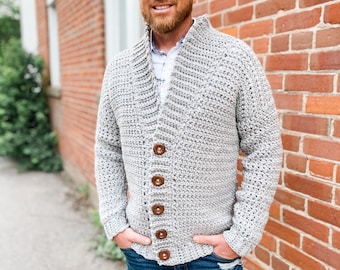 CROCHET PATTERN / Mountain Ridge Men's Cardigan