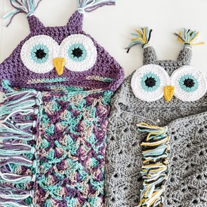 CROCHET PATTERN Owl Blanket - pdf Digital Download - Bulky & Quick Owl Crochet Pattern by MJ's Off The Hook Designs