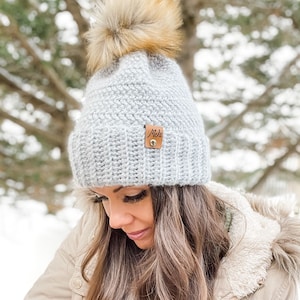 CROCHET PATTERN Winter Bliss Pompom Toque / winter hat / mohair toque / pdf digital crochet pattern
