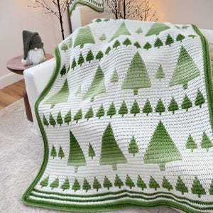 CROCHET PATTERN & VIDEO/ Winter Forest Mosaic Blanket, Mosaic Blanket Pattern, Mosaic Crochet Pattern, Christmas Throw, Winter Blanket, Pdf