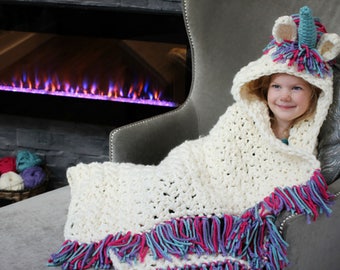 Unicorn blanket Crochet Pattern - Crochet Pattern for Unicorn Costume - Bulky & Quick Unicorn Crochet PATTERN by MJ's Off The Hook Designs