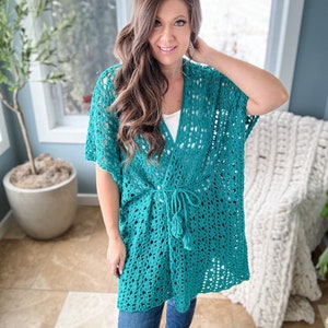 CROCHET PATTERN & VIDEO / Pdf digital download, Crochet Beach Coverup , Crochet Lace Cardigan, sizes xs-5x, beachwear, crochet lace, kimono