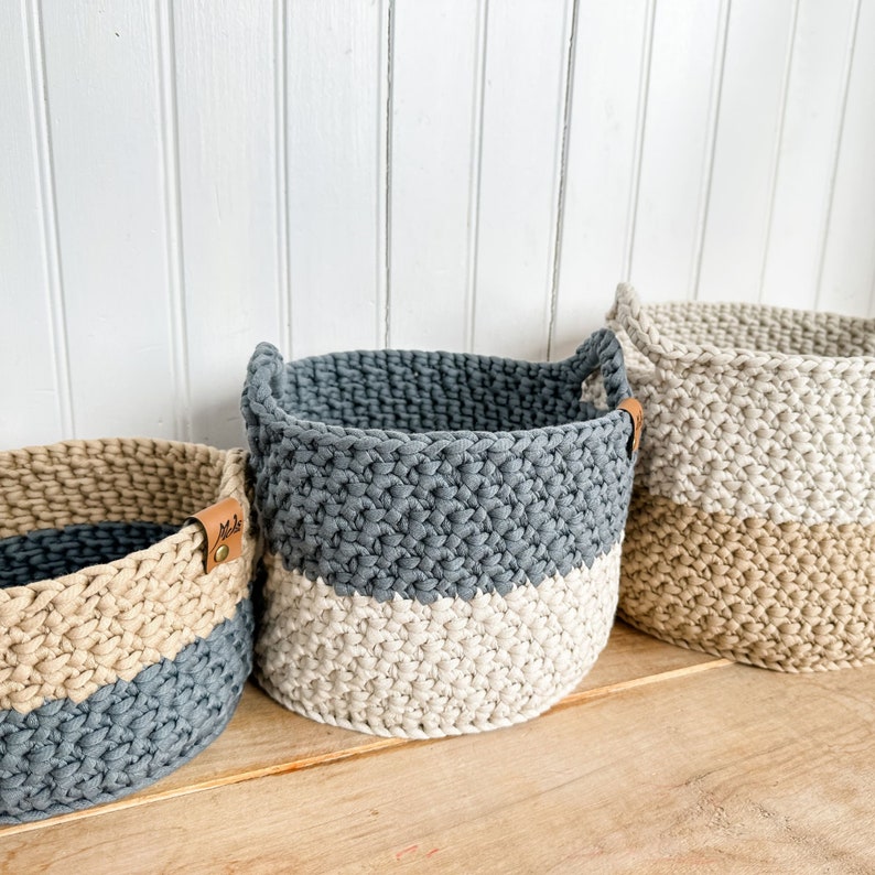 Crochet Pattern/Two-Toned Nesting Baskets image 7