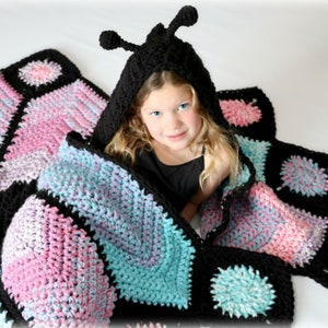 CROCHET PATTERN Hooded Butterfly Blanket image 7