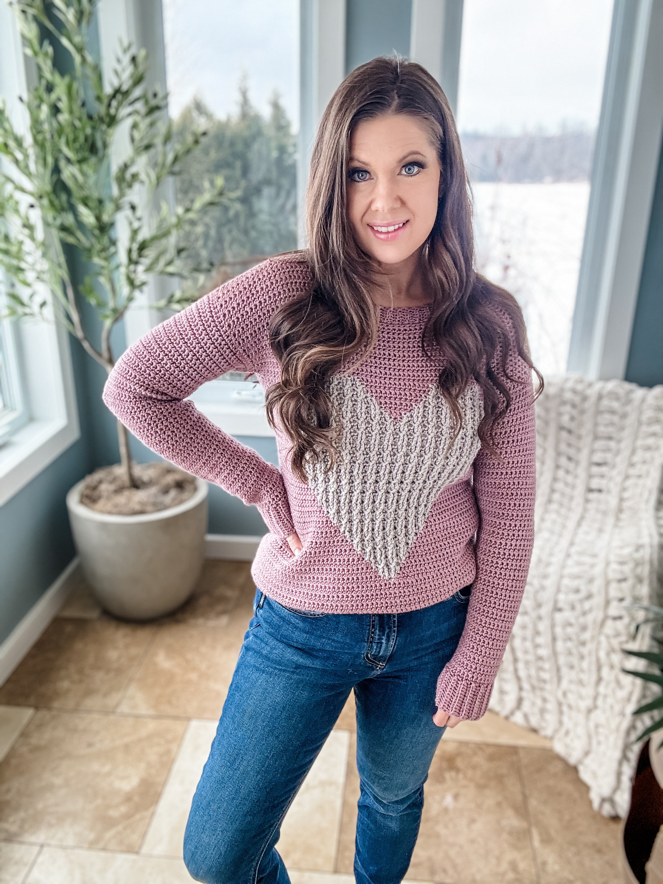 Pink Heart Sweater 