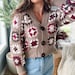 CROCHET CARDIGAN PATTERN / Granny Square Cardigan, Crop Cardigan with buttons, Join-as-you-go Granny Square Cardigan Pattern