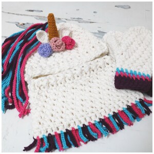 CROCHET PATTERN Unicorn Ponytail hat Set image 9