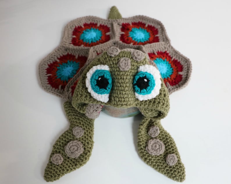 CROCHET PATTERN Hooded Sea Turtle Blanket / Turtle costume / Turtle Infant Prop / Turtle Blanket newborn to Adult size image 8