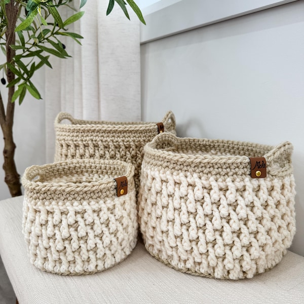 CROCHET PATTERN & VIDEO/ Homebody Baskets, Crochet Basket Pattern, Crochet Home Decor, 4 Sizes, Crochet Gift, Storage, Nursery Gift