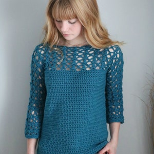 CROCHET PATTERN & VIDEO/ Everyday Lace Tee/ Pdf Digital Download/ Lace Pullover/ Crochet Spring wear/ Crochet Fall wear / Sweater sizes S-5X