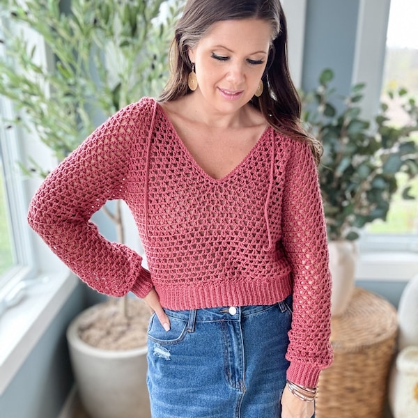 CROCHET PATTERN & VIDEO/ Viscountess V-Neck Summer Top, Crochet Top Pattern, Easy Crochet Top Pattern, Crochet Top for Summer, Sizes Xs-5x