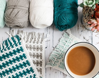 CROCHET PATTERN / Mosaic Mug Rug