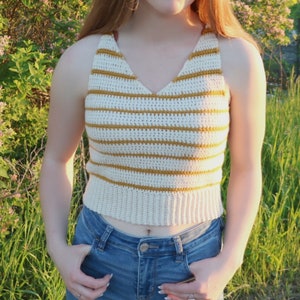 CROCHET PATTERN Sunset Stripes Tank / Striped Tank Top / Racer Back Crochet Tank Top / Striped Crop Tank Top imagen 2