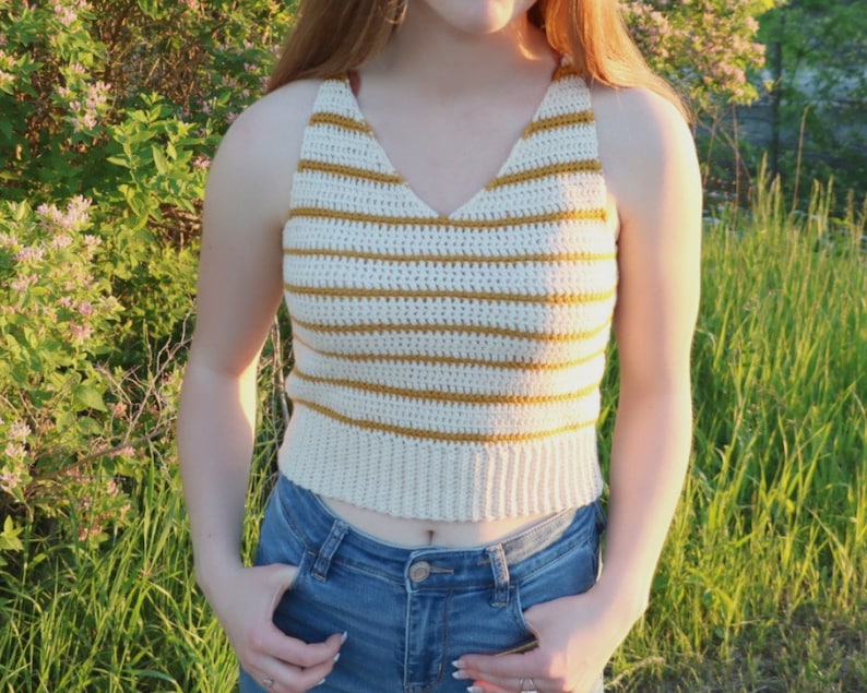 CROCHET PATTERN Sunset Stripes Tank / Striped Tank Top / Racer Back Crochet Tank Top / Striped Crop Tank Top imagen 2